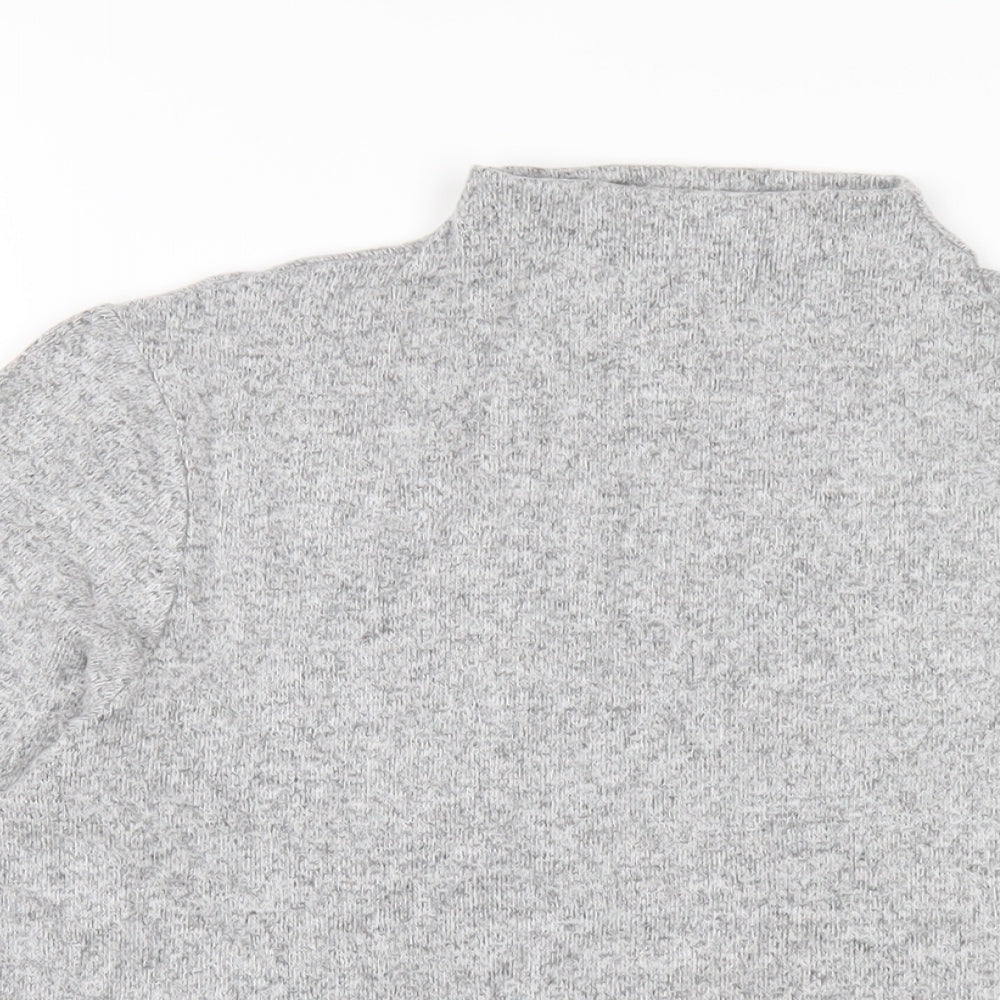 Marks and Spencer Womens Grey Viscose Basic T-Shirt Size 14 Mock Neck