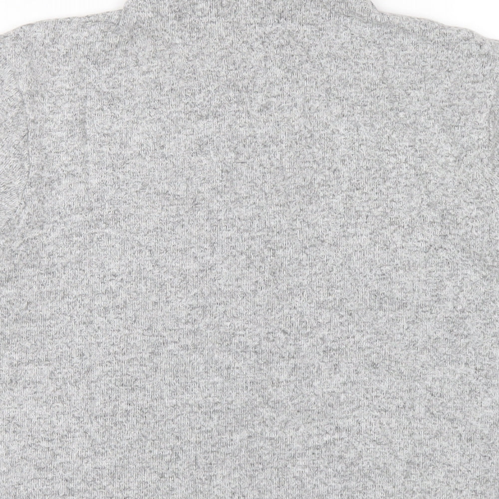 Marks and Spencer Womens Grey Viscose Basic T-Shirt Size 14 Mock Neck
