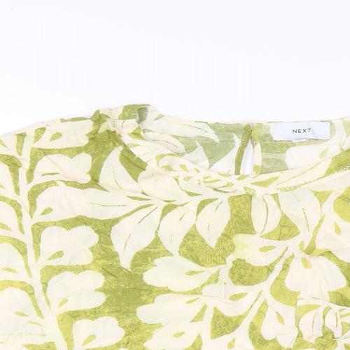 NEXT Womens Green Geometric Viscose Basic T-Shirt Size 18 Round Neck