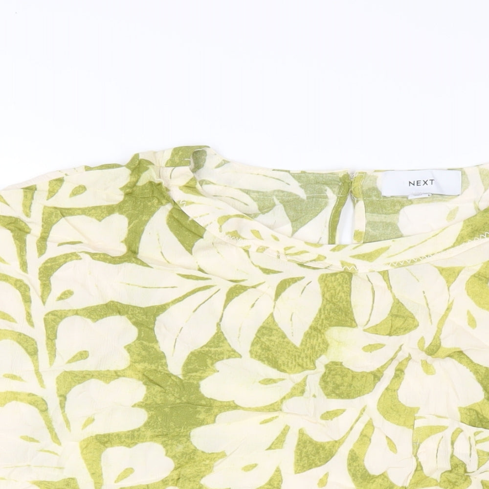 NEXT Womens Green Geometric Viscose Basic T-Shirt Size 18 Round Neck