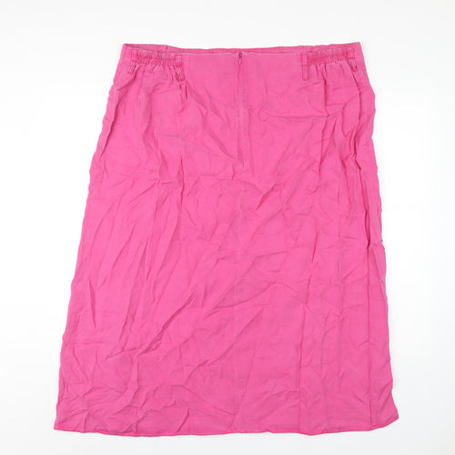 Ann Harvey Womens Pink Lyocell A-Line Skirt Size 22 Zip