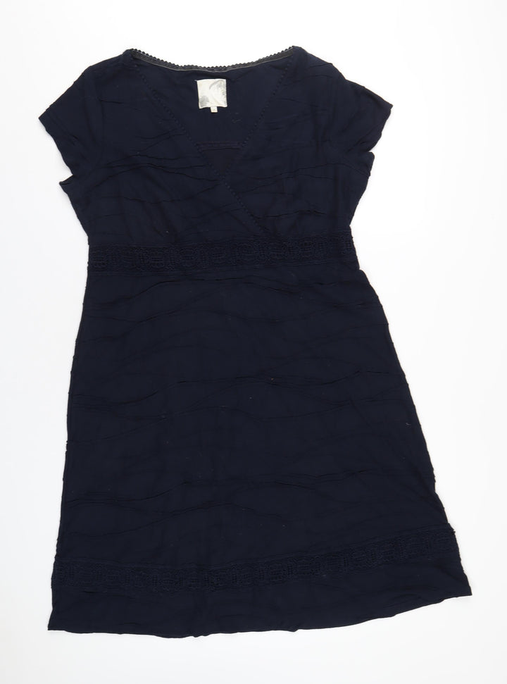 RJR.John Rocha Womens Blue Polyethylene A-Line Size 16 V-Neck Pullover
