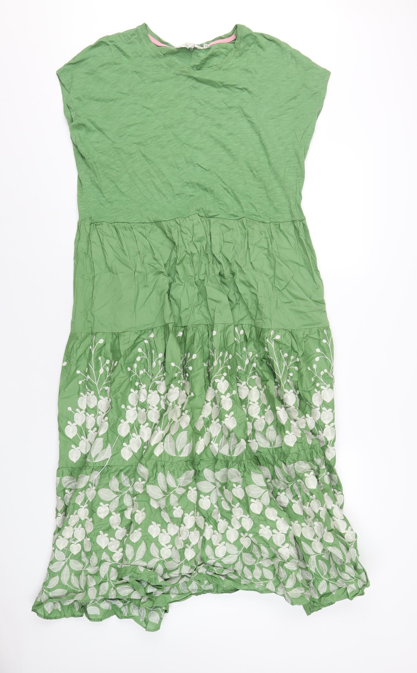 Boden Womens Green Geometric Cotton A-Line Size 18 Round Neck Pullover