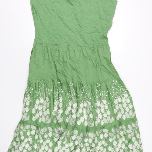 Boden Womens Green Geometric Cotton A-Line Size 18 Round Neck Pullover