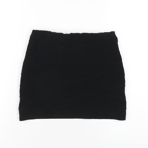 New Look Womens Black Polyester Mini Skirt Size 10 Zip