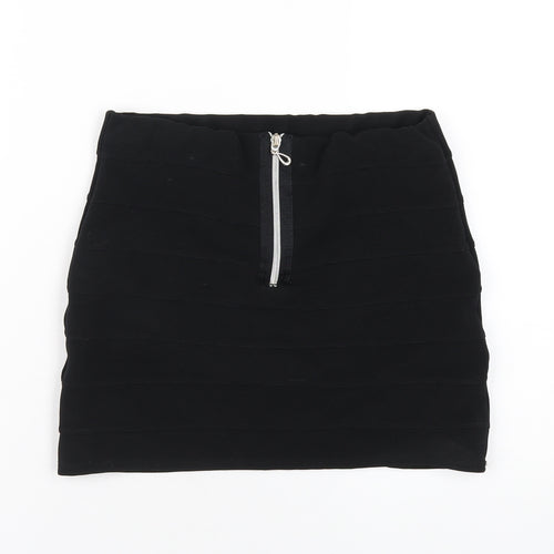 New Look Womens Black Polyester Mini Skirt Size 10 Zip