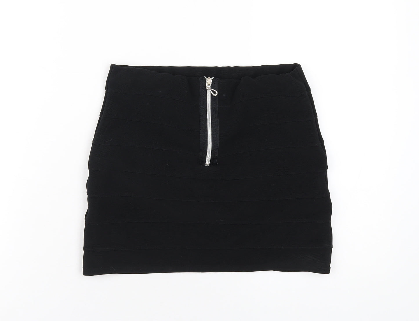 New Look Womens Black Polyester Mini Skirt Size 10 Zip