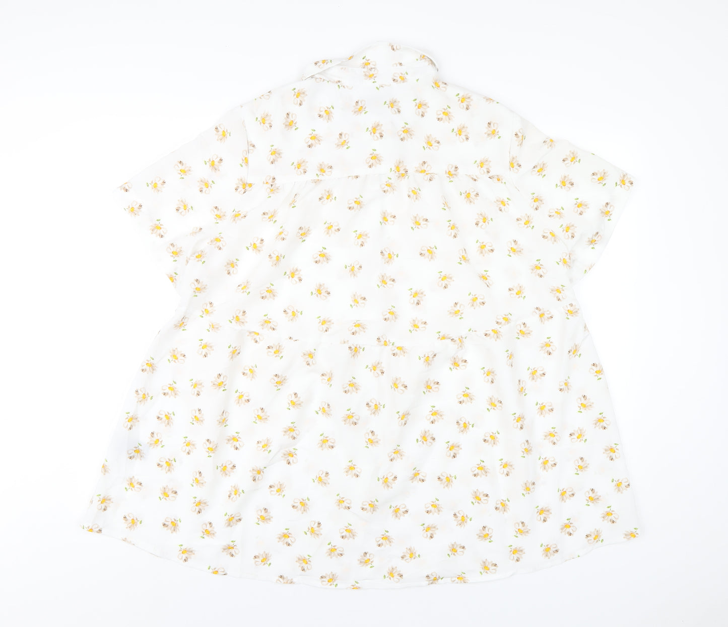 Yours Womens White Floral Polyester Basic Button-Up Size 18 Collared