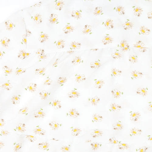 Yours Womens White Floral Polyester Basic Button-Up Size 18 Collared