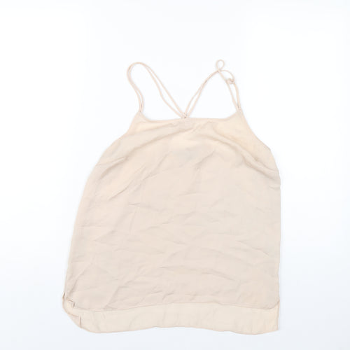 Marks and Spencer Womens Beige Polyester Camisole T-Shirt Size 10 Scoop Neck