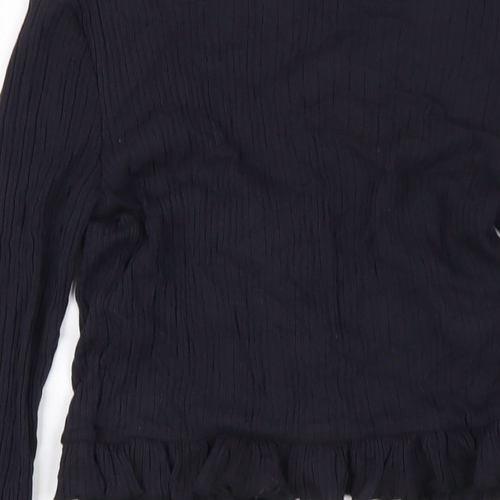 Topshop Womens Blue Cotton Basic T-Shirt Size 14 V-Neck