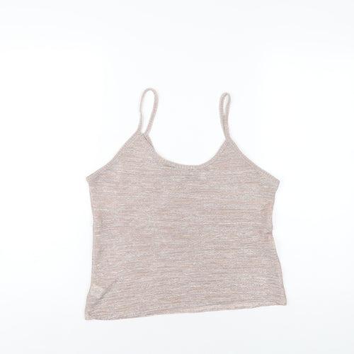 Boohoo Womens Pink Polyester Camisole T-Shirt Size 10 Scoop Neck