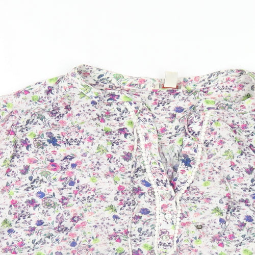 Esprit Womens Multicoloured Floral Viscose Basic T-Shirt Size 18 V-Neck