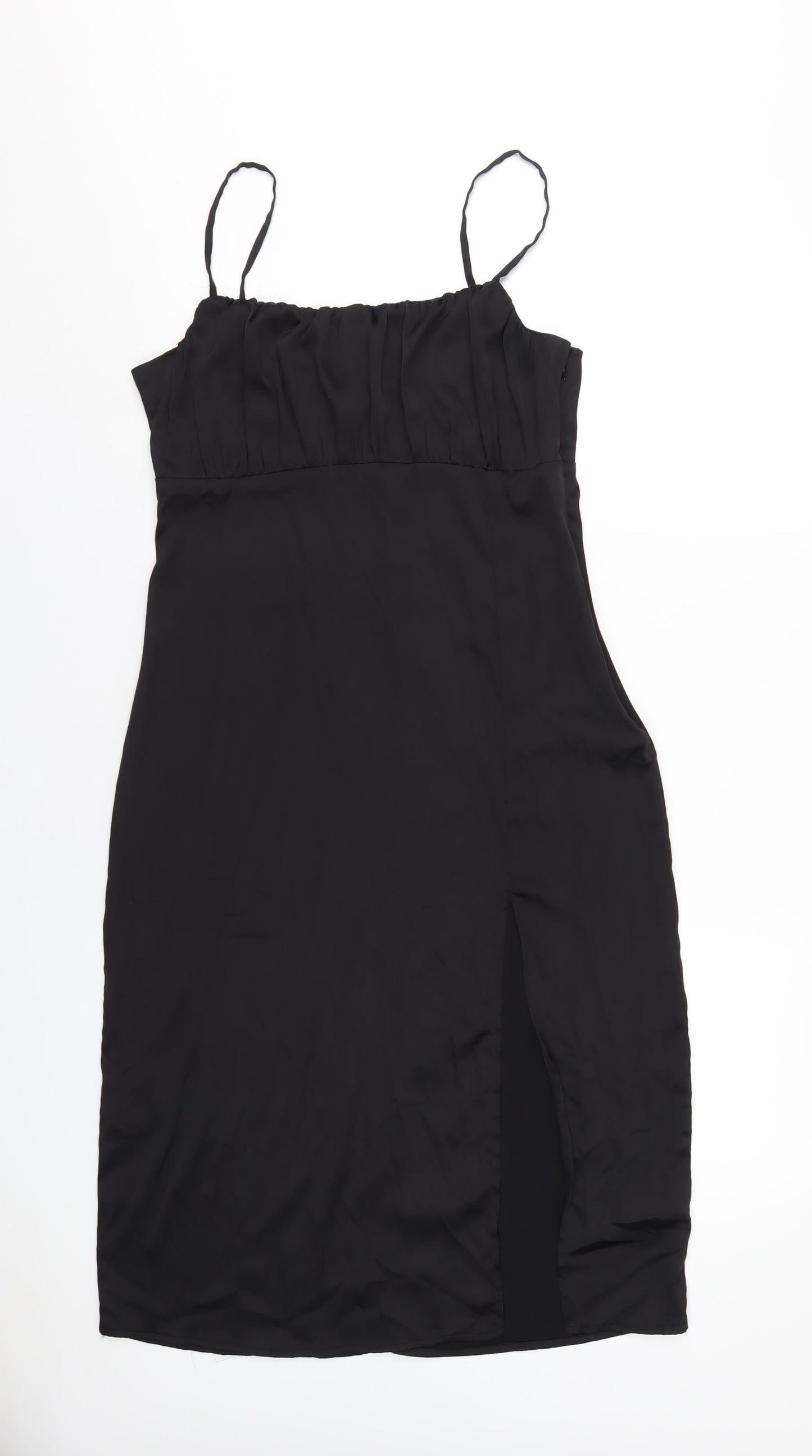 H&M Womens Black Polyester A-Line Size 14 Square Neck Zip