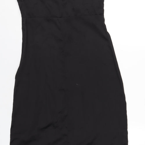 H&M Womens Black Polyester A-Line Size 14 Square Neck Zip