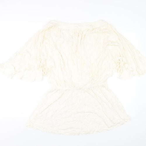 NEXT Womens Ivory Viscose Basic T-Shirt Size 12 Round Neck