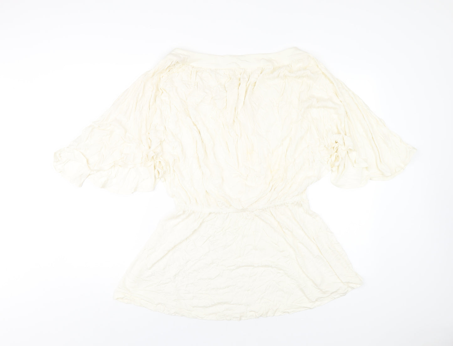 NEXT Womens Ivory Viscose Basic T-Shirt Size 12 Round Neck