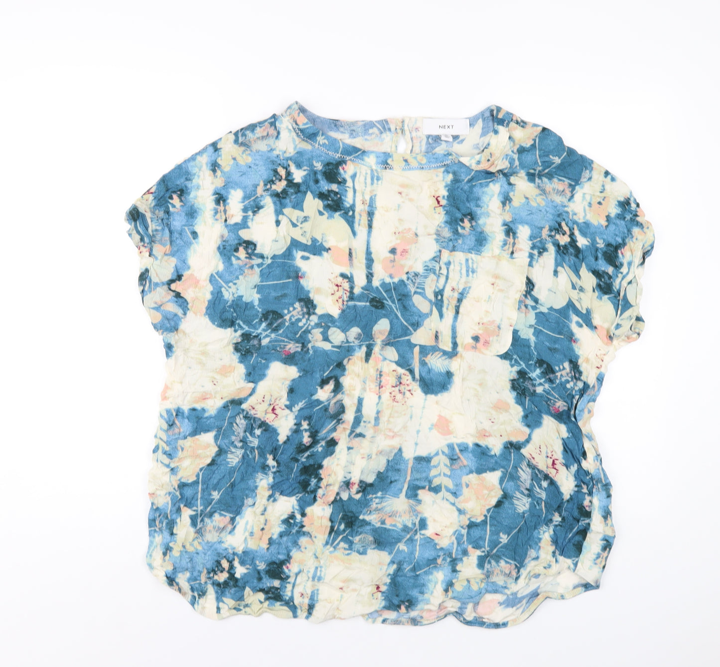 NEXT Womens Multicoloured Geometric Viscose Basic T-Shirt Size 18 Roll Neck