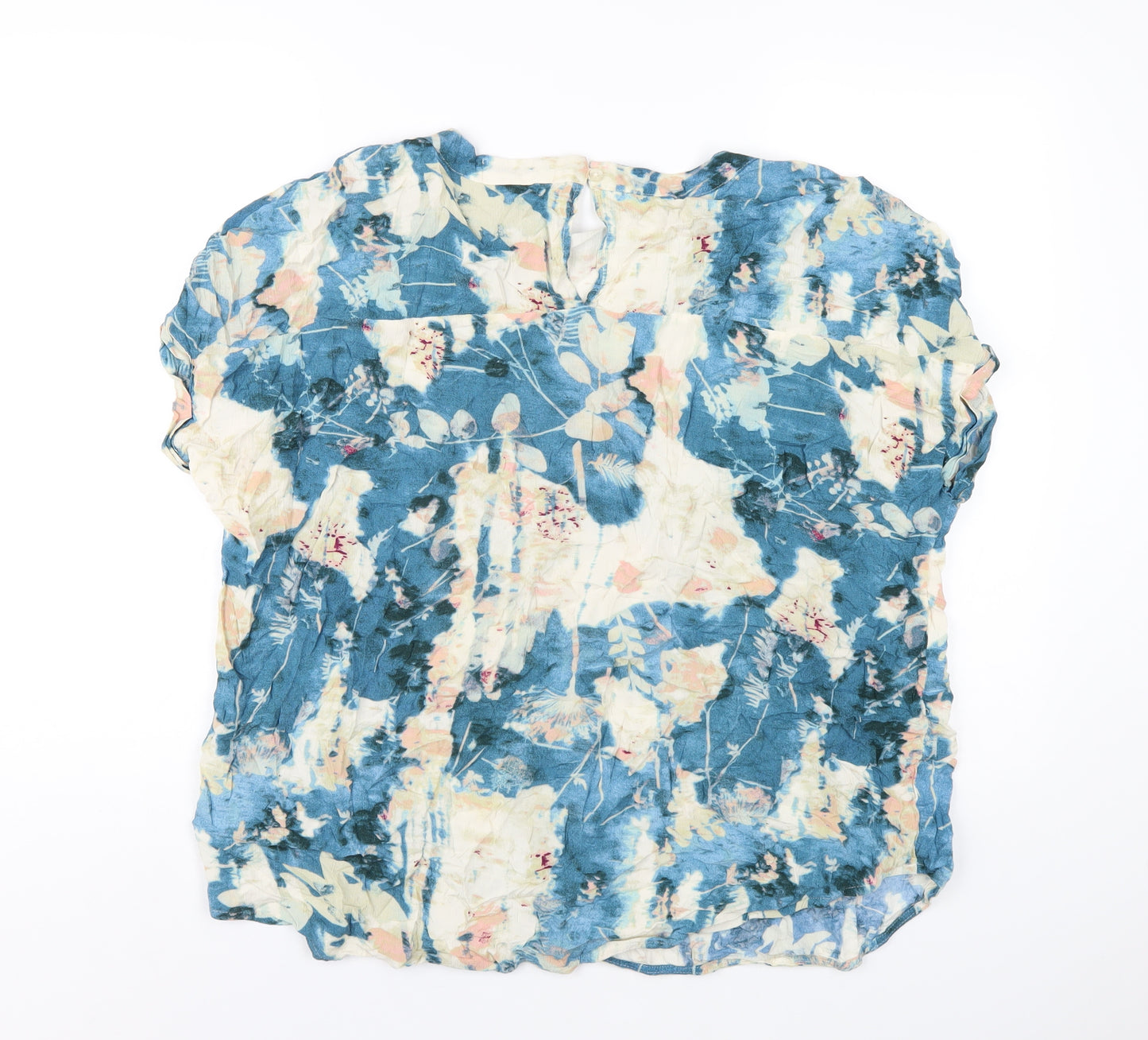 NEXT Womens Multicoloured Geometric Viscose Basic T-Shirt Size 18 Roll Neck