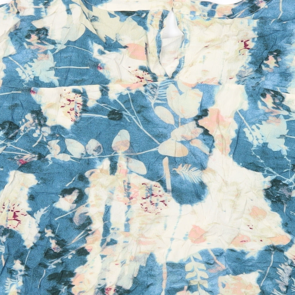 NEXT Womens Multicoloured Geometric Viscose Basic T-Shirt Size 18 Roll Neck