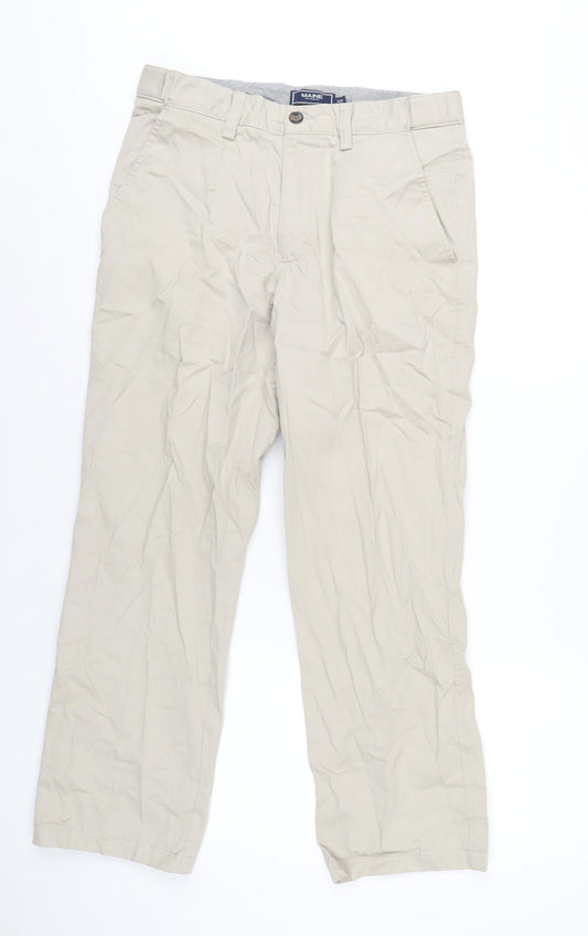 Maine Mens Beige Cotton Chino Trousers Size 32 in L29 in Regular Zip