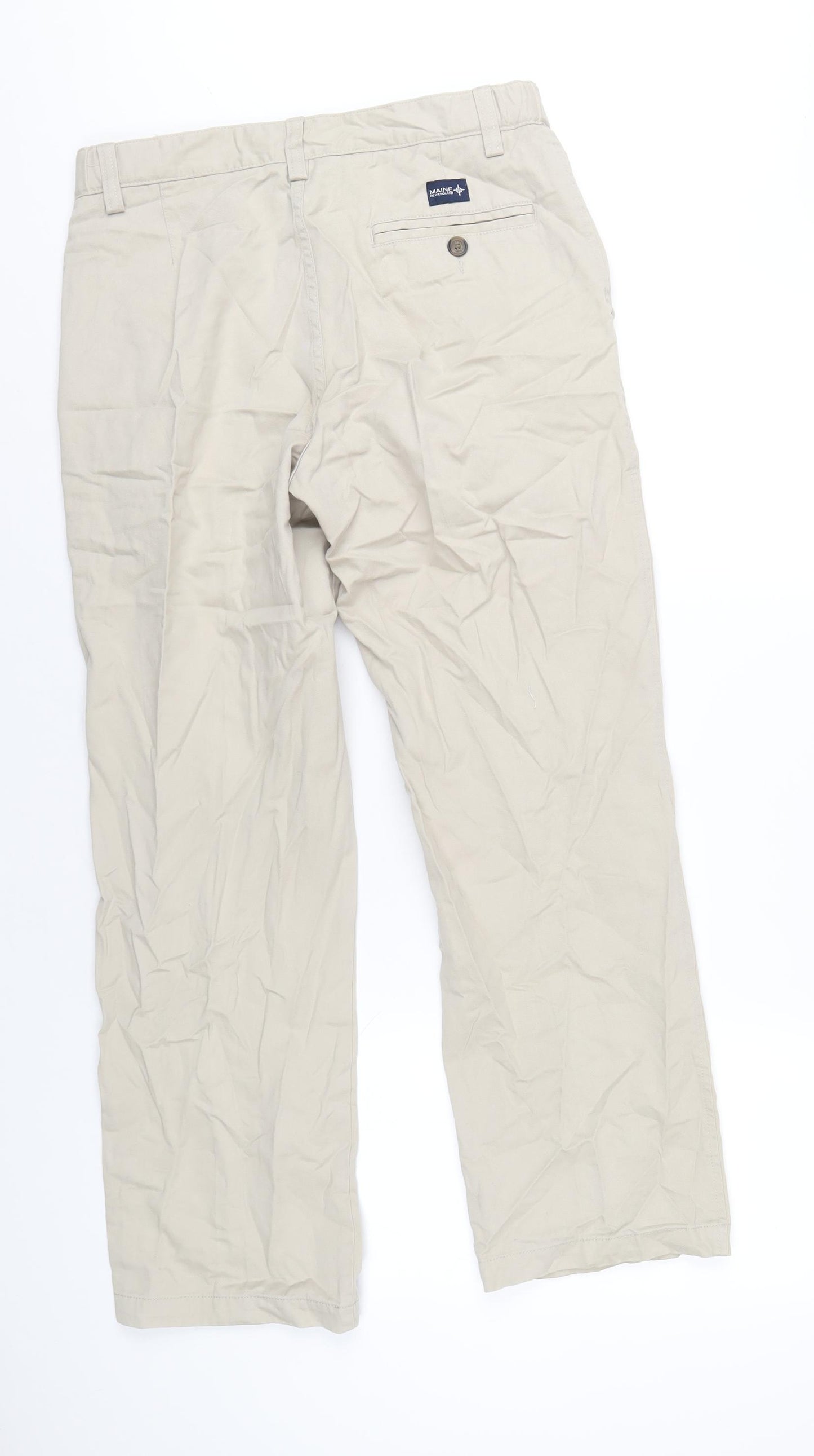 Maine Mens Beige Cotton Chino Trousers Size 32 in L29 in Regular Zip