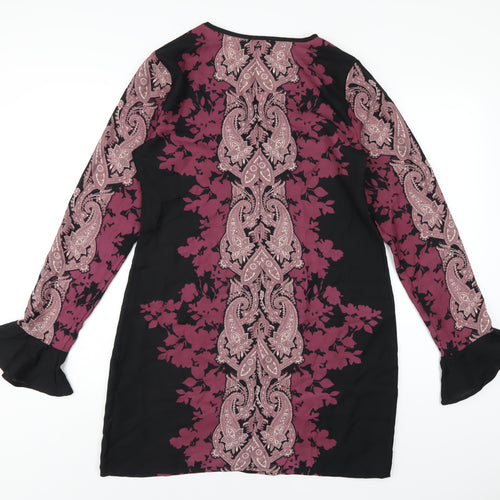 Band of Gypsies Womens Purple Geometric Polyester A-Line Size 12 V-Neck Pullover