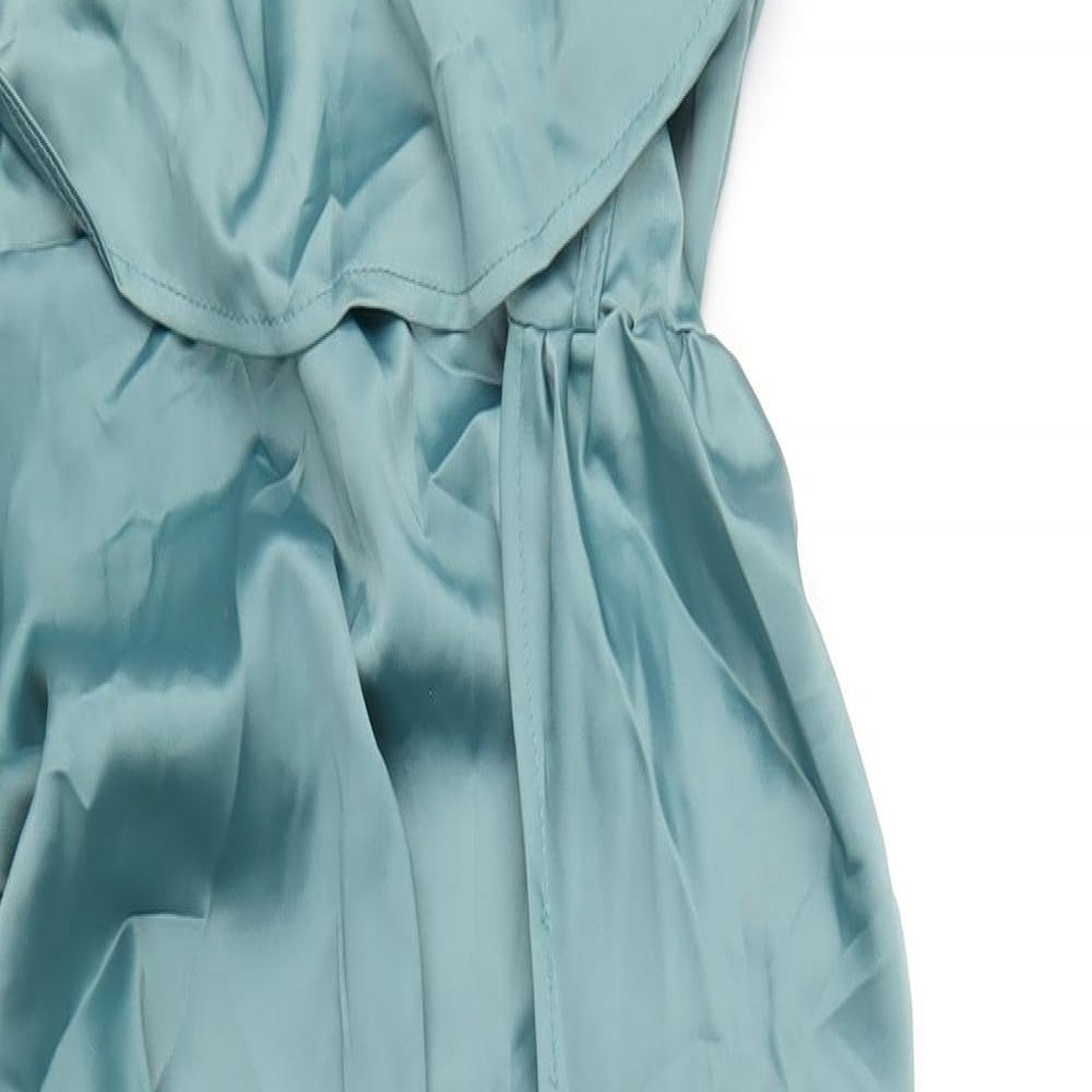 PRETTYLITTLETHING Womens Green Polyester A-Line Size 10 V-Neck Zip