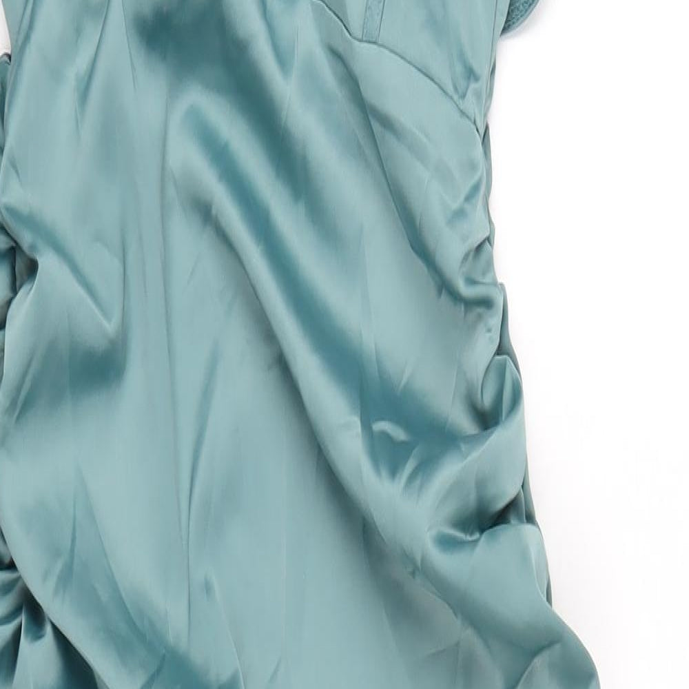 PRETTYLITTLETHING Womens Green Polyester A-Line Size 10 V-Neck Zip