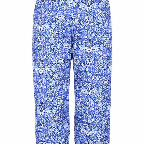 Marks and Spencer Womens Blue Geometric Viscose Trousers Size S L27 in Regular