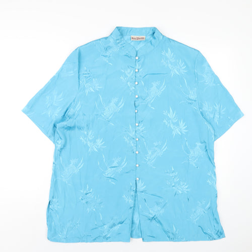 Bonmarché Womens Blue Polyester Basic Button-Up Size 22 Mock Neck