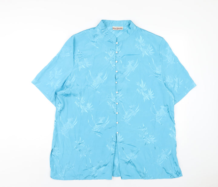 Bonmarché Womens Blue Polyester Basic Button-Up Size 22 Mock Neck