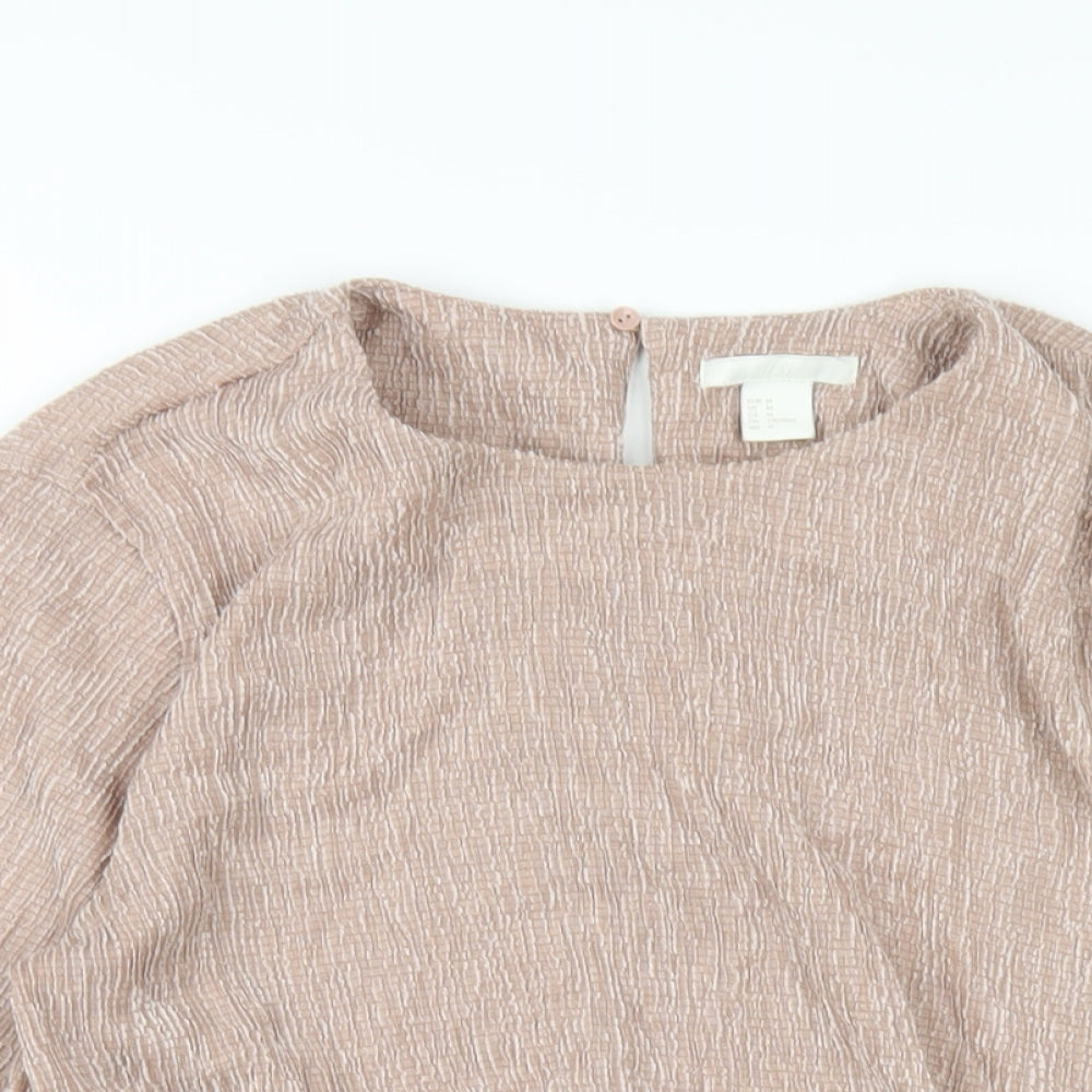 H&M Womens Pink Polyester Basic T-Shirt Size M Round Neck