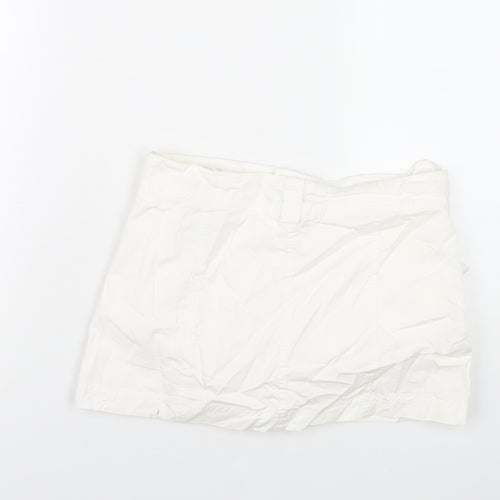 Zara Womens White Cotton Skort Skirt Size S Zip