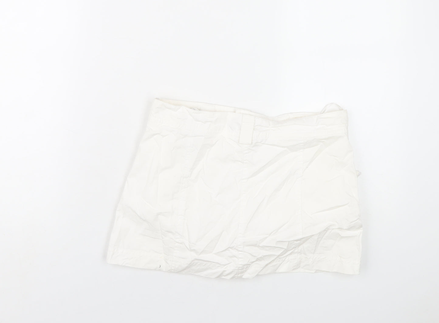 Zara Womens White Cotton Skort Skirt Size S Zip