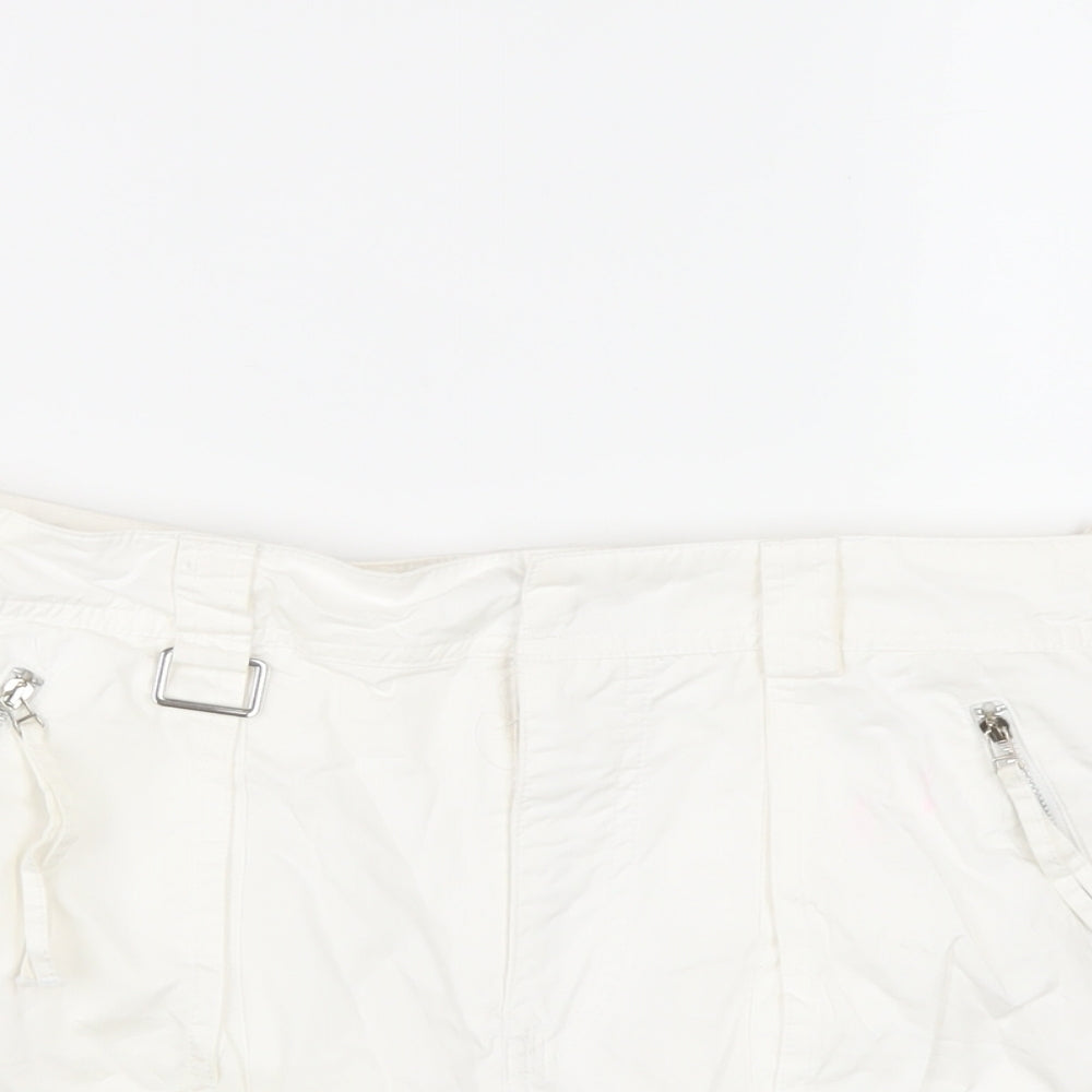 Zara Womens White Cotton Skort Skirt Size S Zip