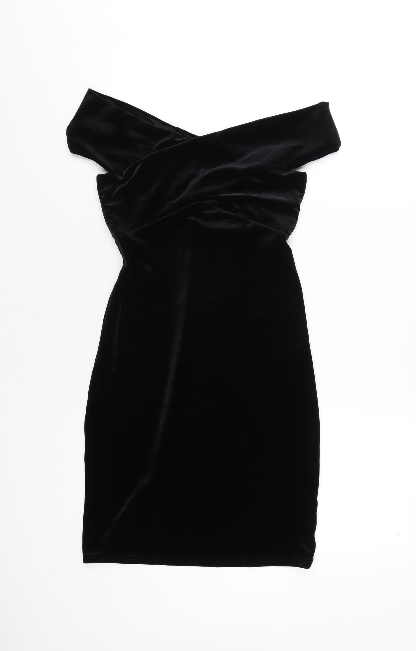 Miss Selfridge Womens Black Polyester Bodycon Size 6 Off the Shoulder Pullover