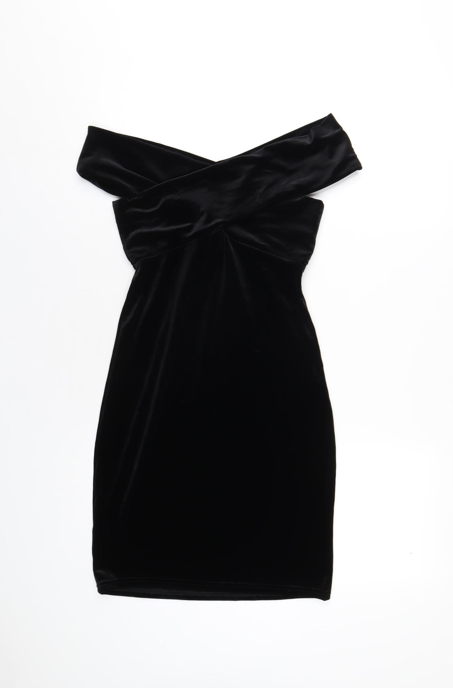 Miss Selfridge Womens Black Polyester Bodycon Size 6 Off the Shoulder Pullover