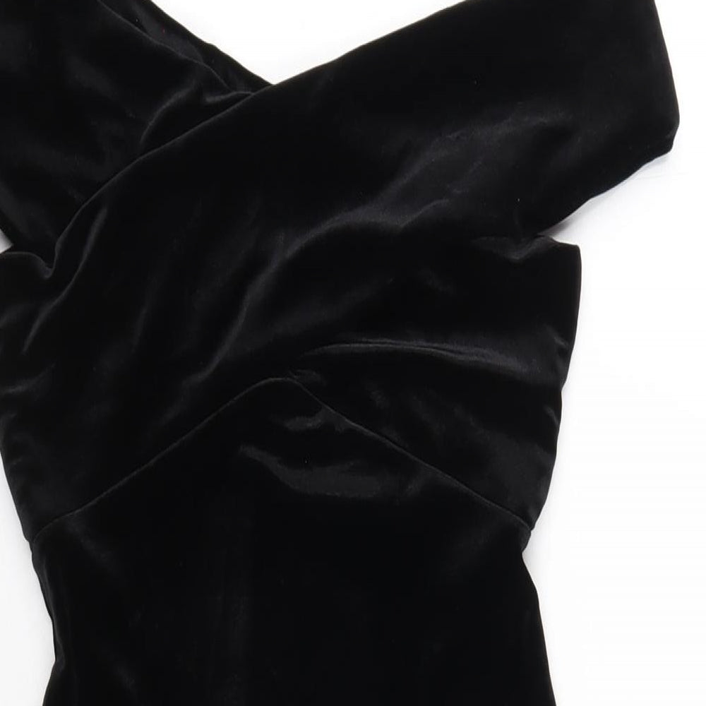 Miss Selfridge Womens Black Polyester Bodycon Size 6 Off the Shoulder Pullover