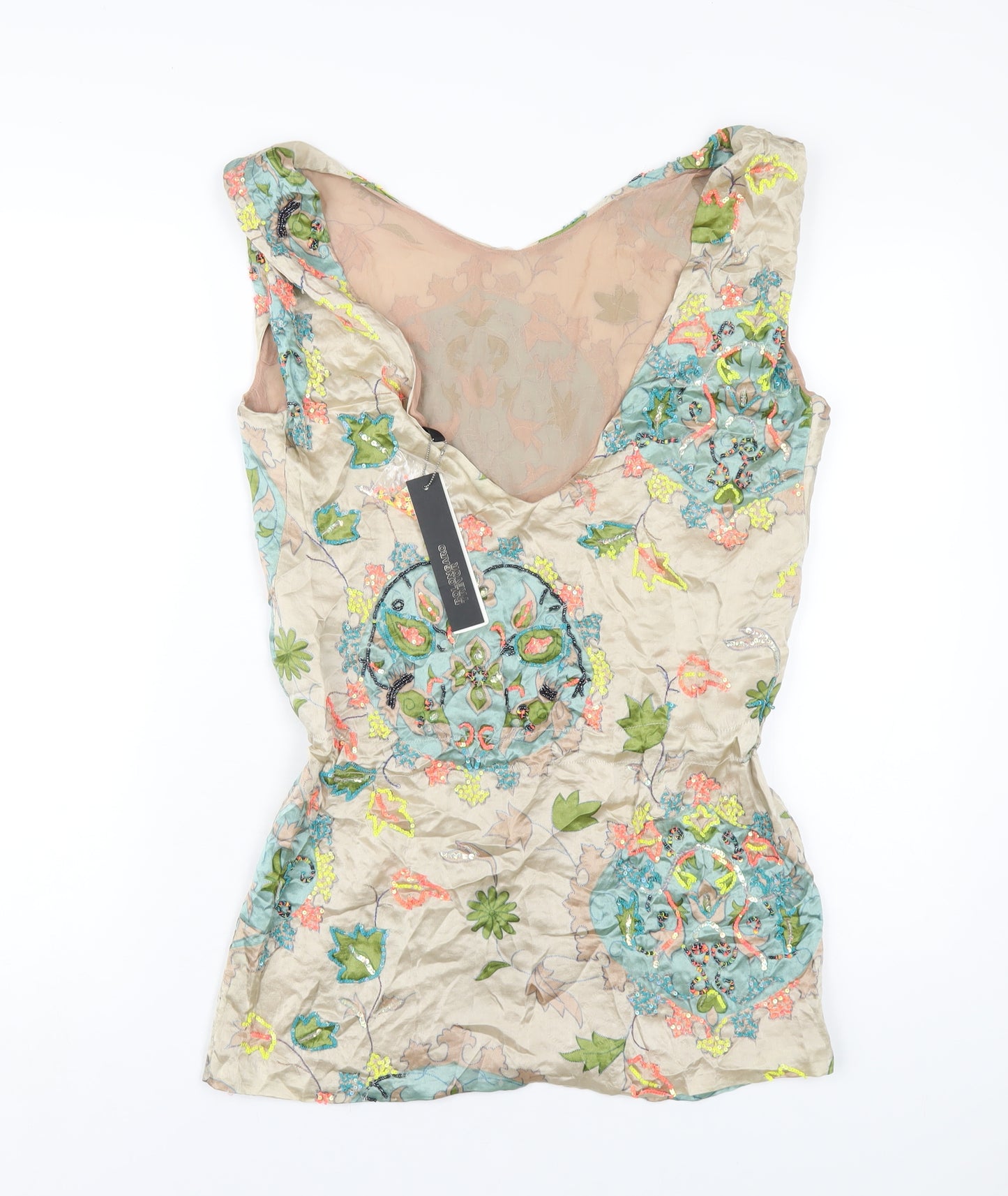 Bolongaro Trevor Womens Multicoloured Geometric Silk A-Line Size S V-Neck Pullover