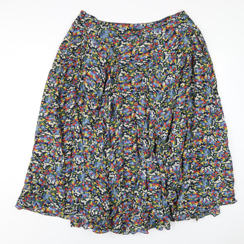 Boden Womens Multicoloured Floral Cotton A-Line Skirt Size 36 in Zip