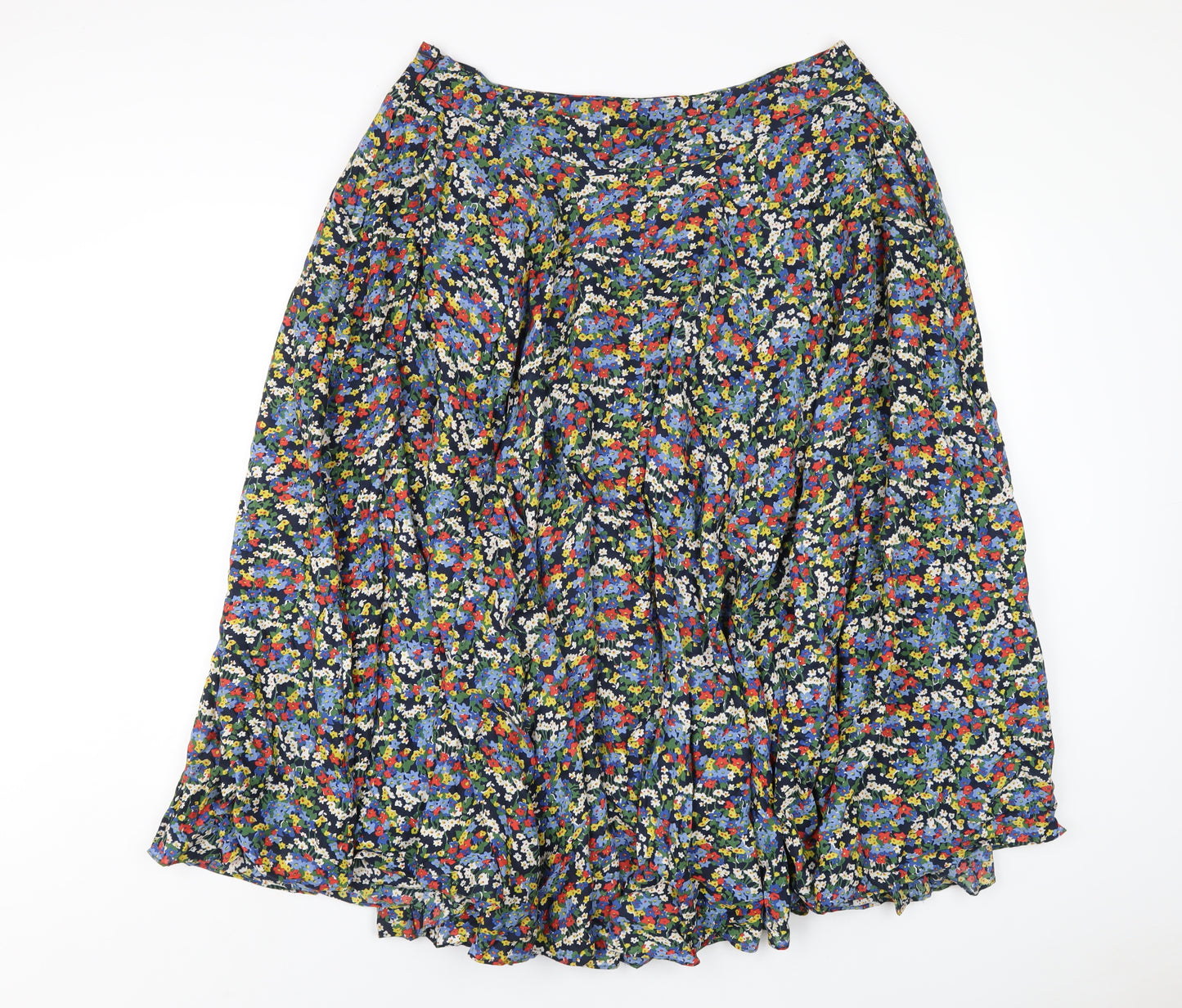 Boden Womens Multicoloured Floral Cotton A-Line Skirt Size 36 in Zip