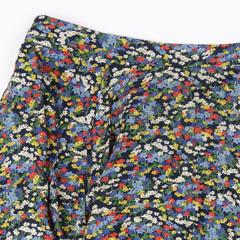 Boden Womens Multicoloured Floral Cotton A-Line Skirt Size 36 in Zip