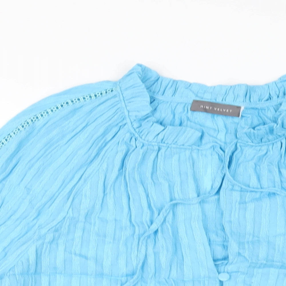 Mint Velvet Womens Blue Viscose Basic Blouse Size XL V-Neck