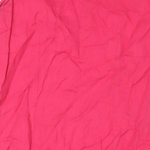 Per Una Womens Pink Linen Tank Dress Size 18 Round Neck Zip