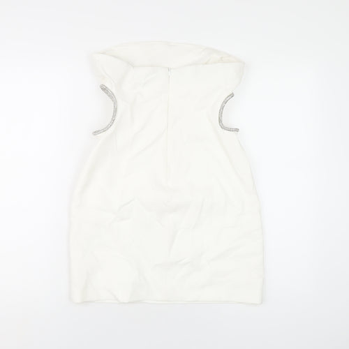 Zara Womens White Polyester Mini Size M Square Neck Zip