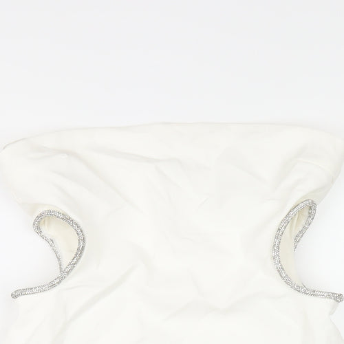 Zara Womens White Polyester Mini Size M Square Neck Zip