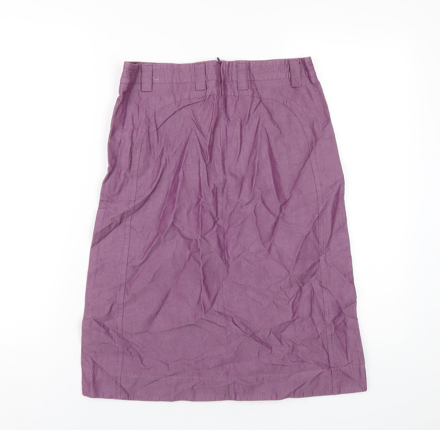 French Connection Womens Purple Cotton A-Line Skirt Size 10 Zip