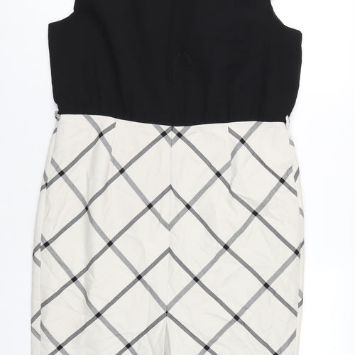 NEXT Womens Black Geometric Polyester A-Line Size 18 Round Neck Zip