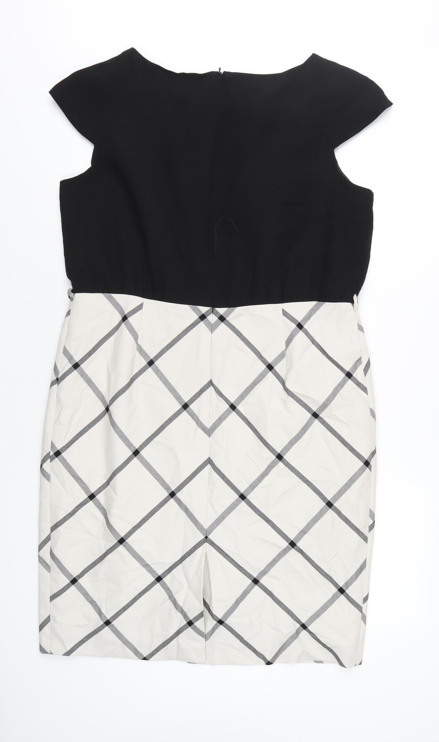 NEXT Womens Black Geometric Polyester A-Line Size 18 Round Neck Zip